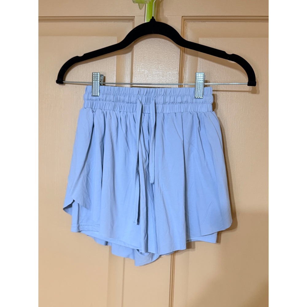 Revival Light Blue High Waisted Smocked Athletic Flowy‎ Shorts Skort Small